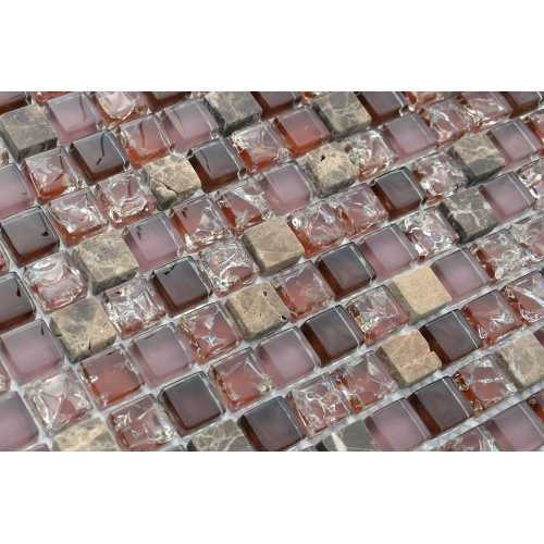 Фото Мозаика стеклянная с камнем Caramelle Naturelle Siracusa 15х15 (305х305х8 мм)