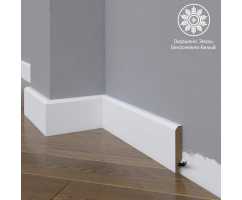 Белый плинтус напольный МДФ Madest Decor 19-064-12 крашеный (64х12х2400 мм)