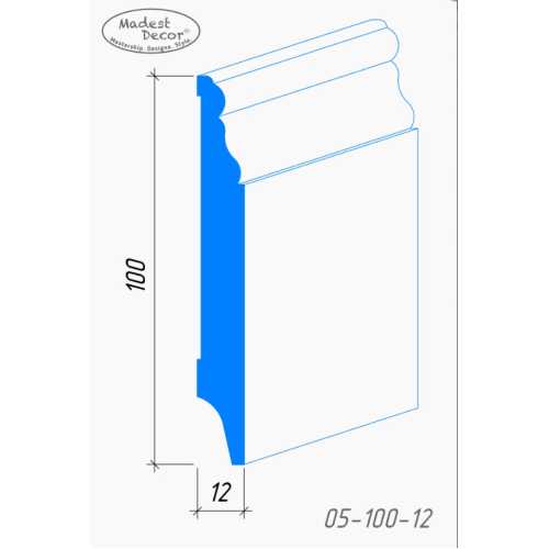 Фото Белый плинтус напольный МДФ Madest Decor модель 05-100-12 крашеный (100х12х2400 мм)